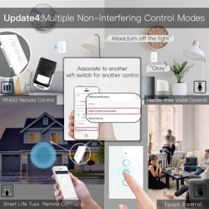 Interruptor wifi+RF-433 Sin & Con Neutro 3p tuya-Smartlife app (Blanco)