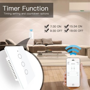 Interruptor wifi+RF-433 Sin & Con Neutro 3p tuya-Smartlife app (Blanco)