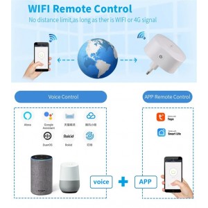 Enchufe inteligente Wifi de 16A, con temporizador, Control por voz.
