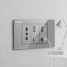 Enchufe 2p+t + 2 USB tipoC/Tipo A (Gris)